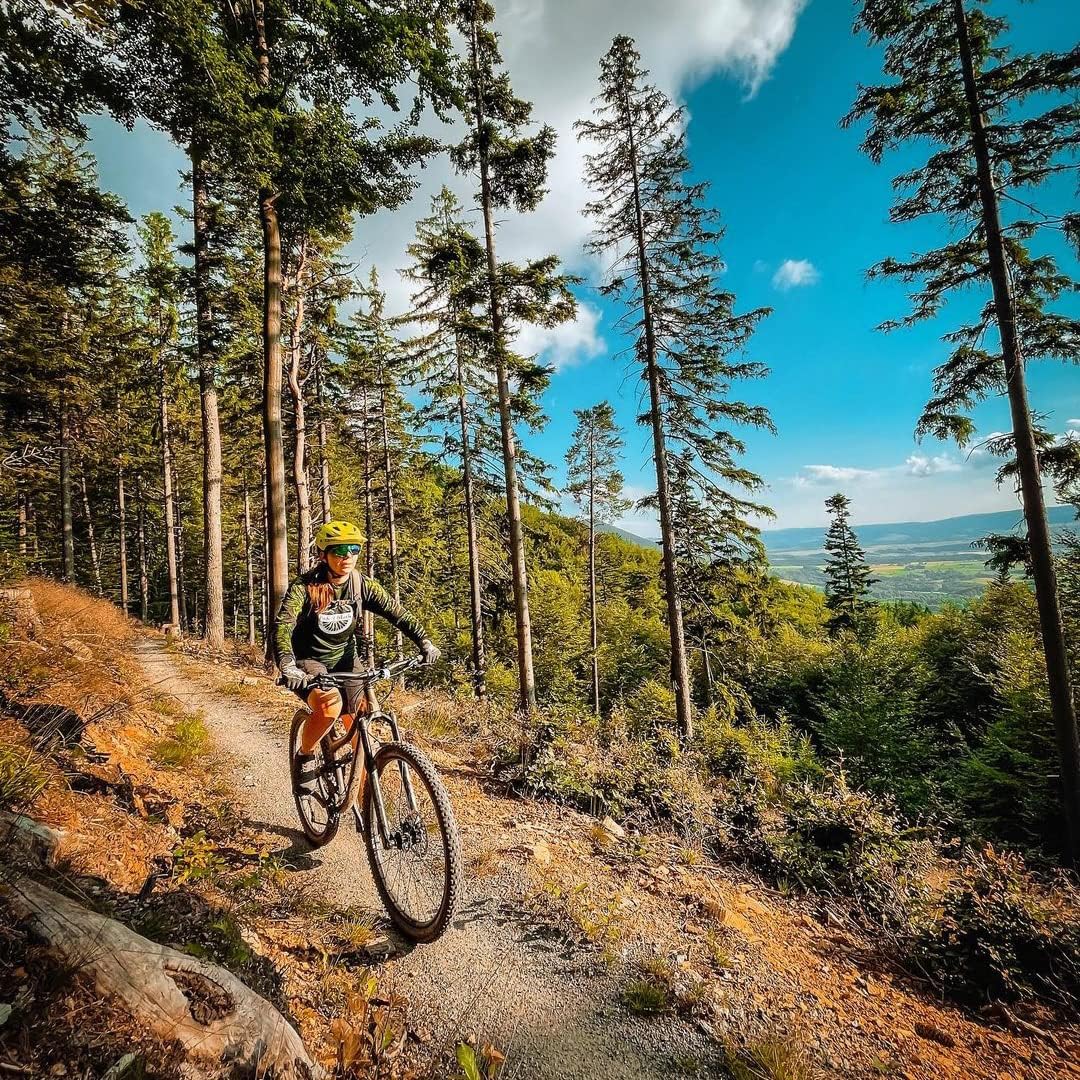 Hycline Tunner 27.5-inch mountain bike tire with rugged tread for off-road cycling, shown mounted on a bike wheel.