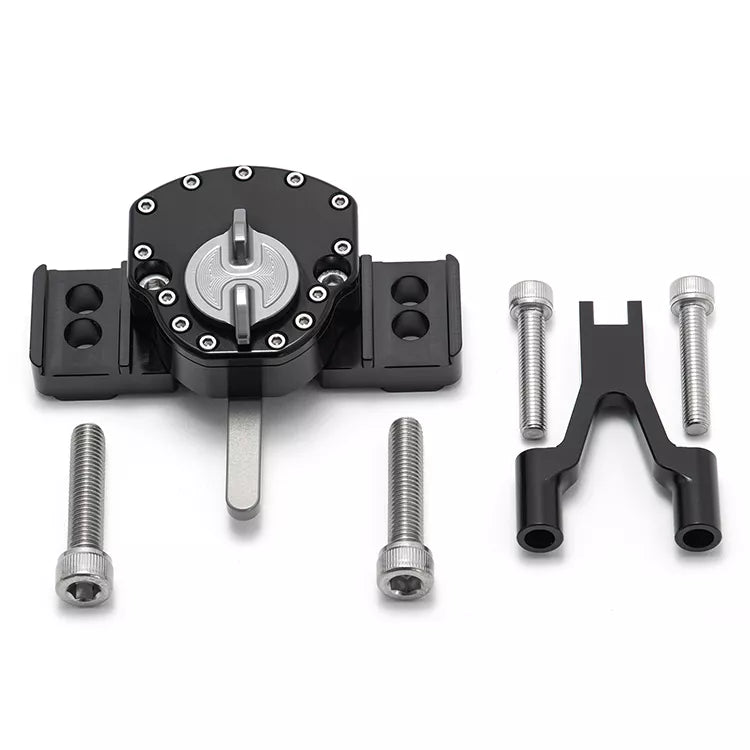 Black hydraulic steering damper for Surron Ultra Bee electric bike, designed to improve handling and stability.