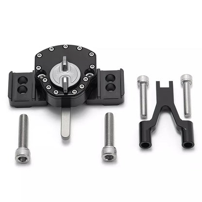 Black hydraulic steering damper for Surron Ultra Bee electric bike, designed to improve handling and stability.