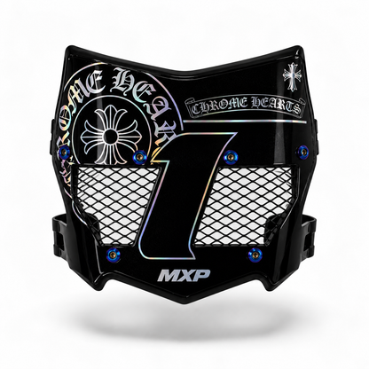 Motocutz Vented Number Plate Kit – Chrome Sparkle Decal & Titanium Bolts