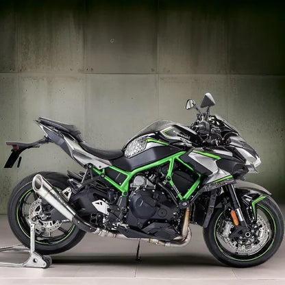 Vandemon Titanium Slip-On exhaust for Kawasaki Ninja ZH2 H2R motorcycle, made by Bill's Exhausts, shown on a sleek bike.