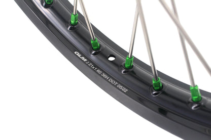KKE 1.6*21 & 2.15*19 Wheels Rims Fit Kawasaki KX450 2019-2024 KX450X 2021-2024 Green Nipples - Howling Moto