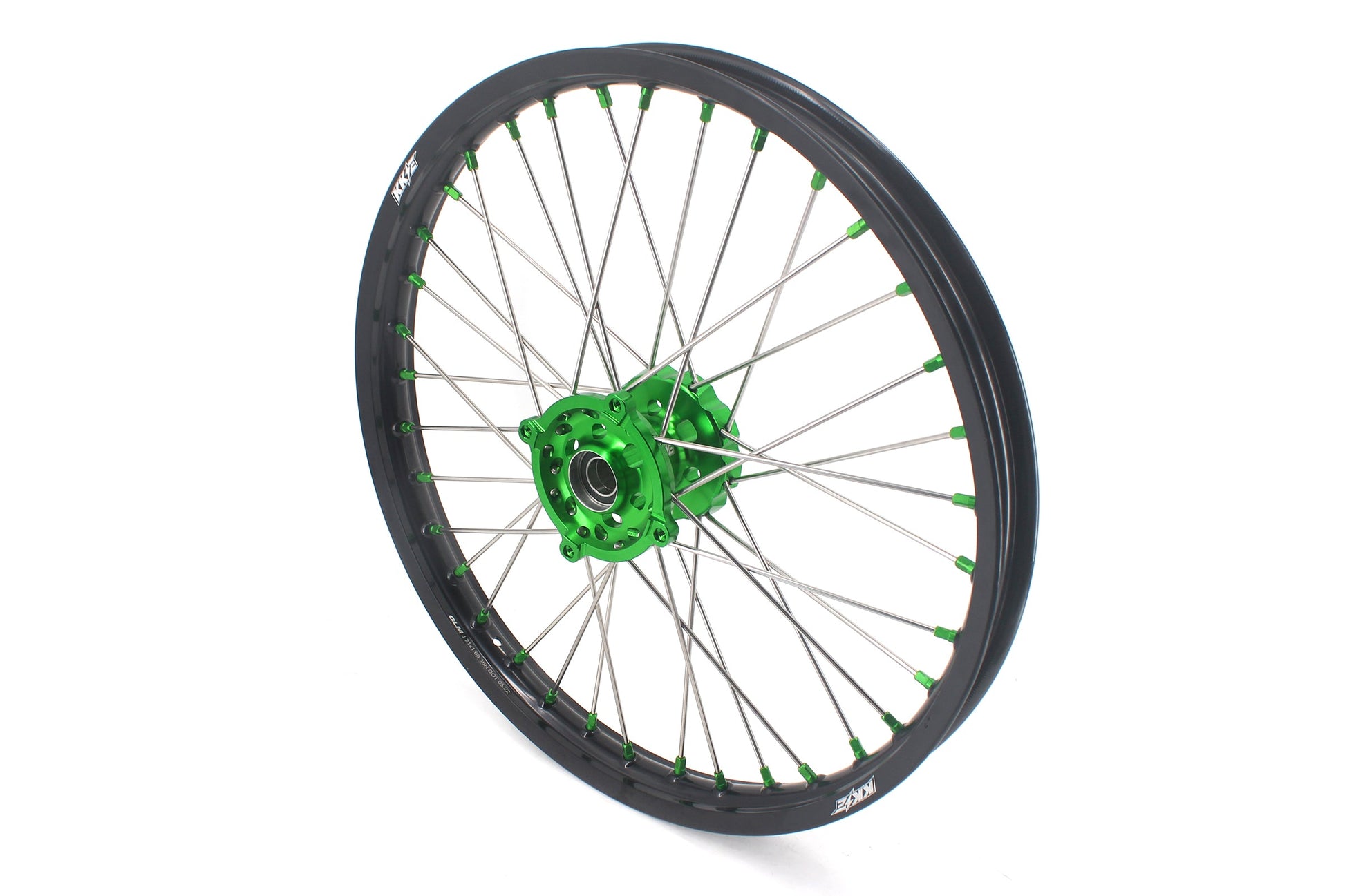 KKE 1.6*21 & 2.15*19 Wheels Rims Fit Kawasaki KX450 2019-2024 KX450X 2021-2024 Green Nipples - Howling Moto