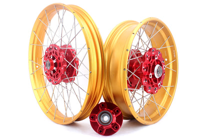 VMX 21/18 Tubeless Rims Fit Honda XL750 Transalp 2023-2024 Red Hub & Gold Rim - Howling Moto
