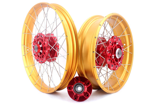 VMX 21/18 Tubeless Rims Fit Honda XL750 Transalp 2023-2024 Red Hub & Gold Rim - Howling Moto