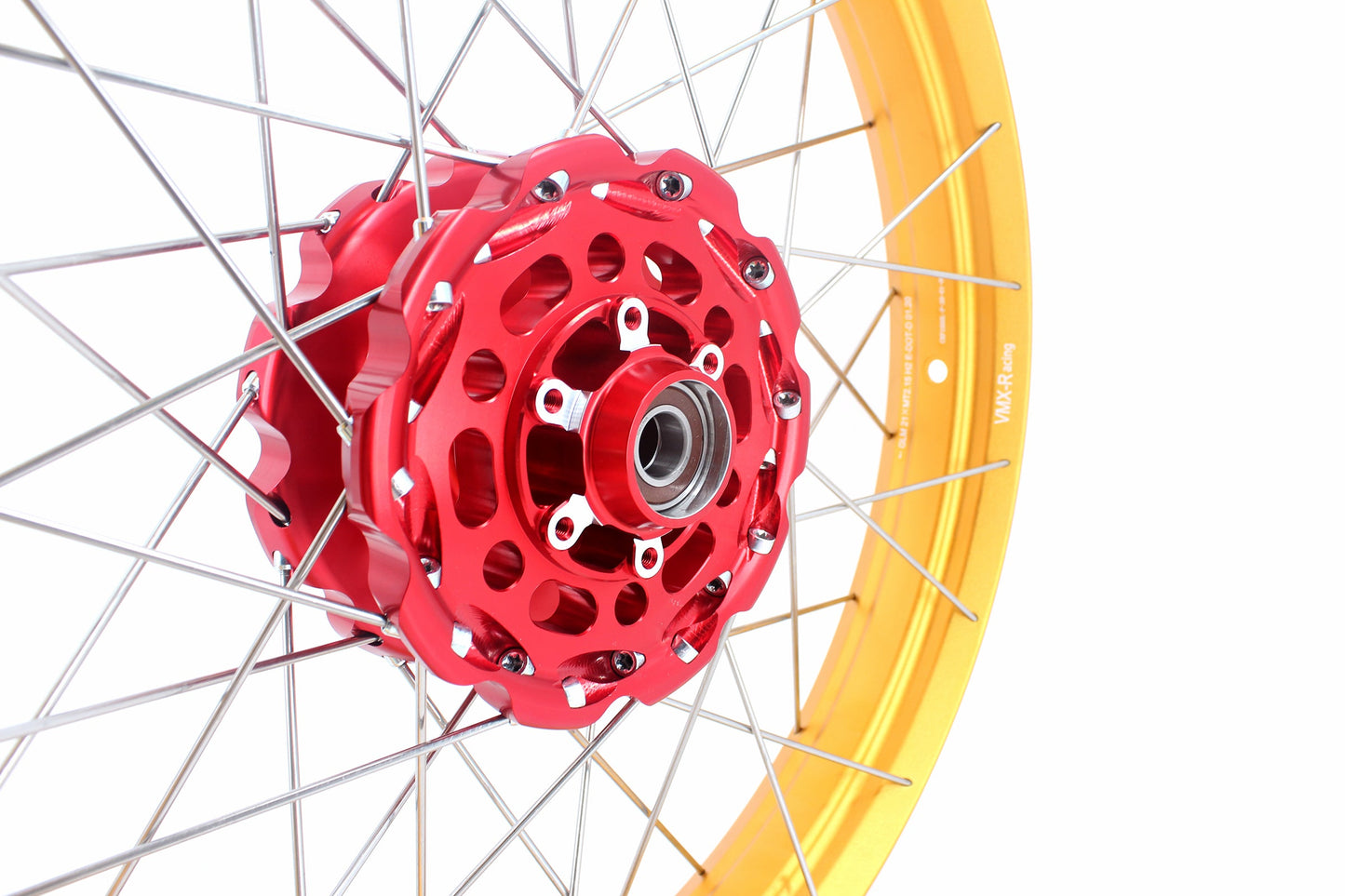 VMX 21/18 Tubeless Rims Fit Honda XL750 Transalp 2023-2024 Red Hub & Gold Rim - Howling Moto
