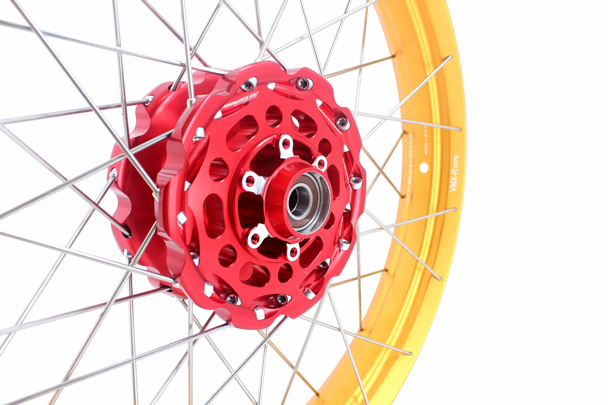 VMX 21/18 Tubeless Rims Fit Honda XL750 Transalp 2023-2024 Red Hub & Gold Rim - Howling Moto