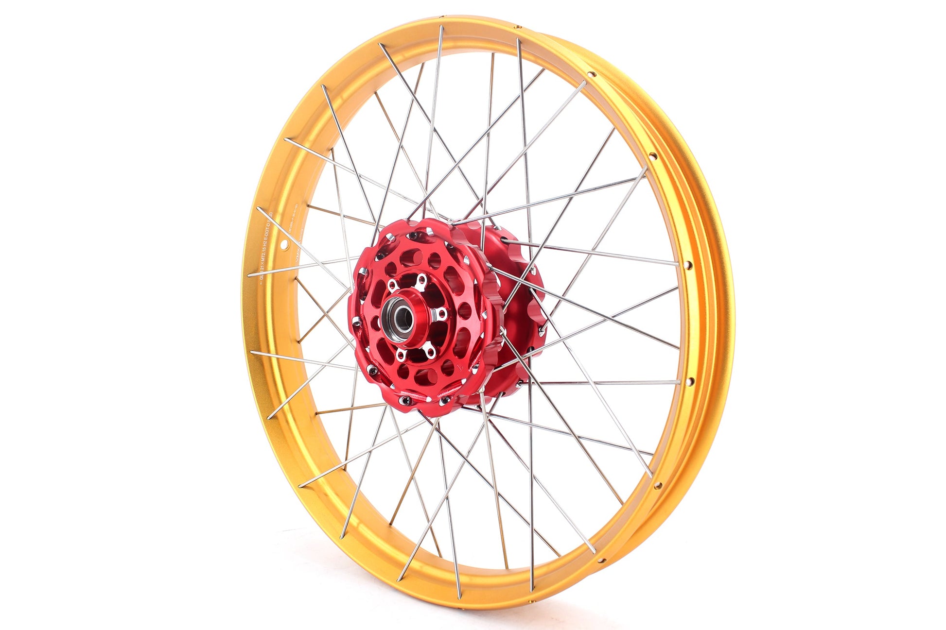 VMX 21/18 Tubeless Rims Fit Honda XL750 Transalp 2023-2024 Red Hub & Gold Rim - Howling Moto