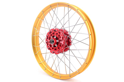 VMX 21/18 Tubeless Rims Fit Honda XL750 Transalp 2023-2024 Red Hub & Gold Rim - Howling Moto