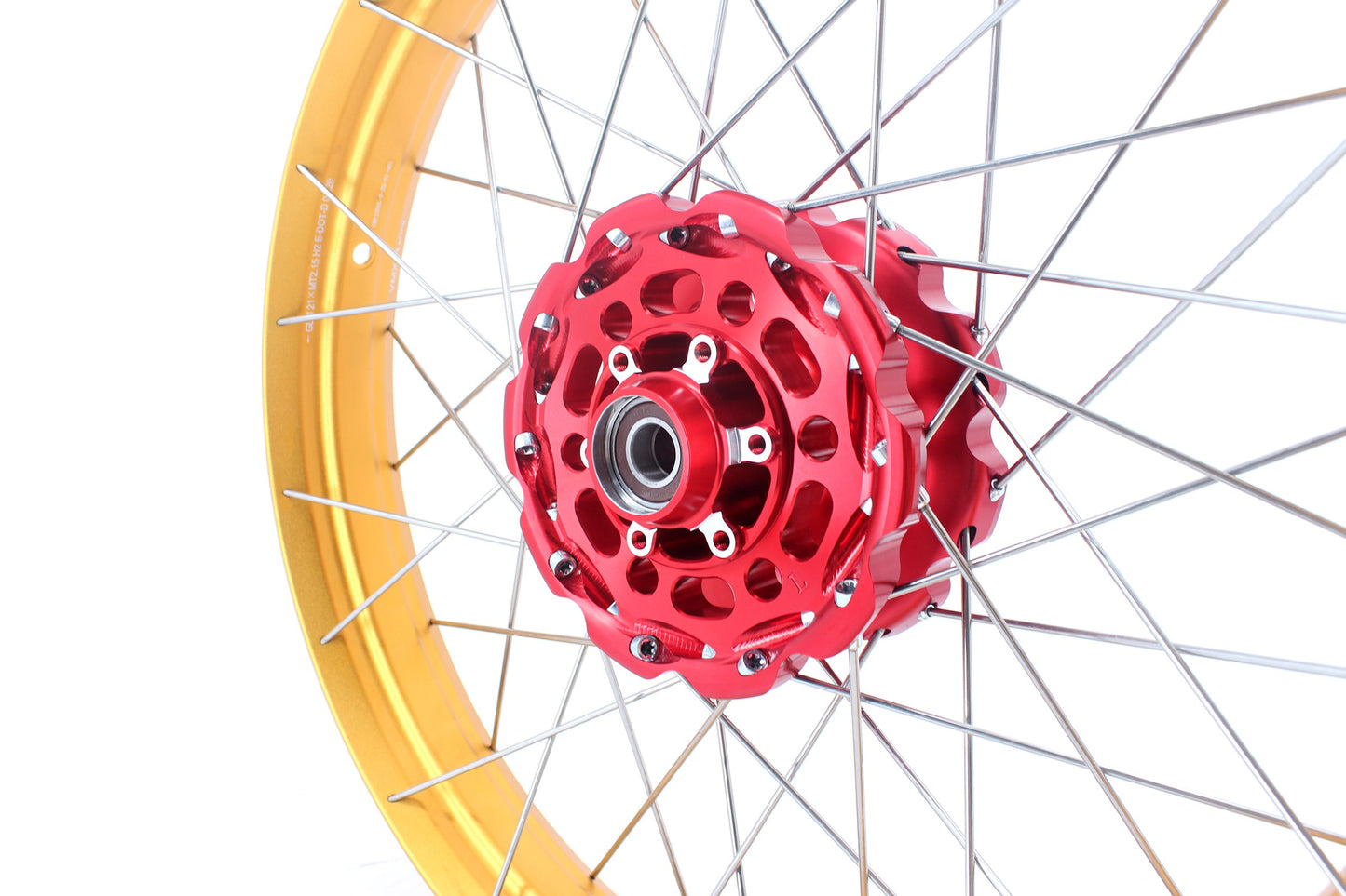 VMX 21/18 Tubeless Rims Fit Honda XL750 Transalp 2023-2024 Red Hub & Gold Rim - Howling Moto