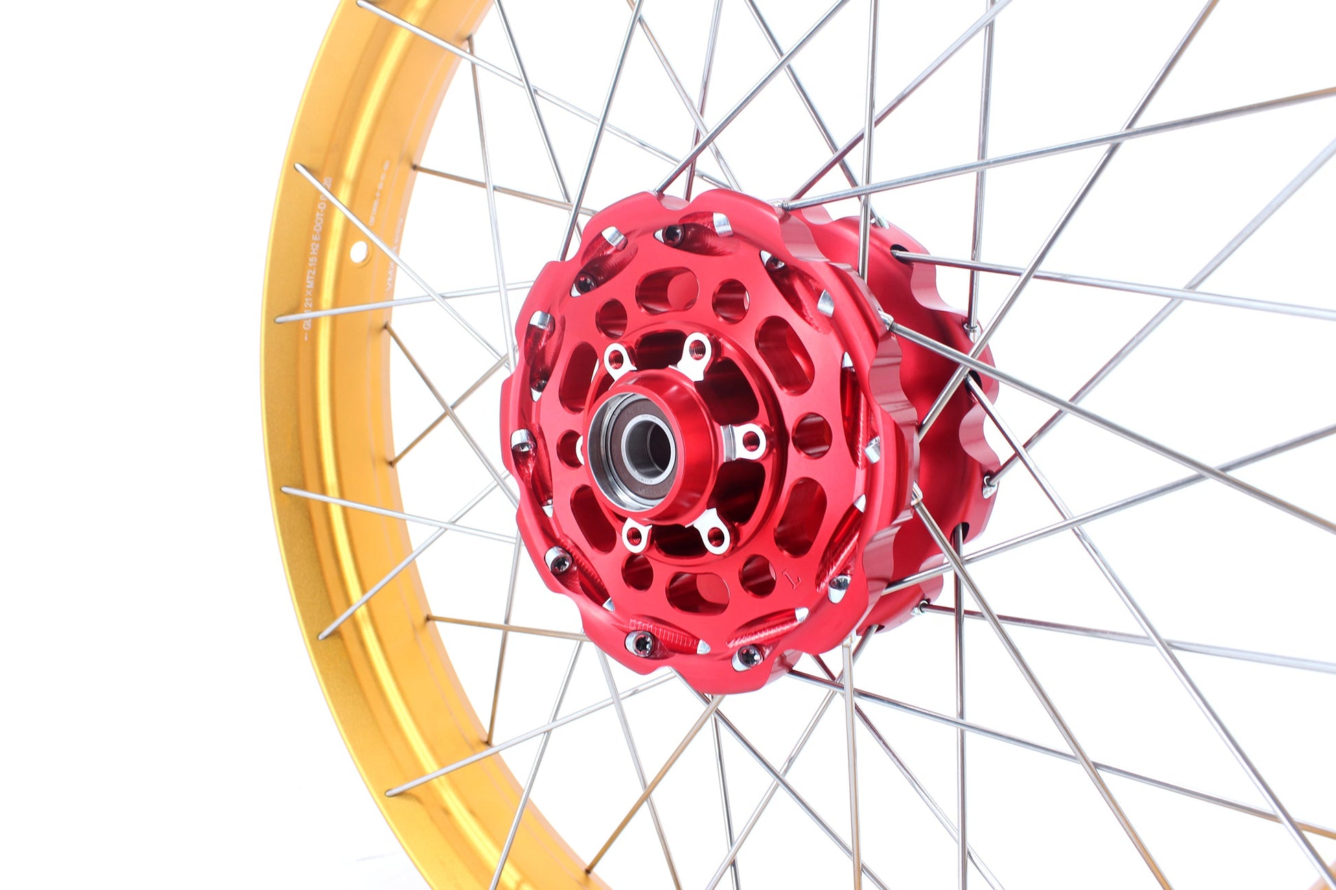 VMX 21/18 Tubeless Rims Fit Honda XL750 Transalp 2023-2024 Red Hub & Gold Rim - Howling Moto