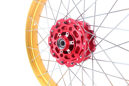 VMX 21/18 Tubeless Rims Fit Honda XL750 Transalp 2023-2024 Red Hub & Gold Rim - Howling Moto