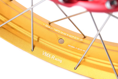 VMX 21/18 Tubeless Rims Fit Honda XL750 Transalp 2023-2024 Red Hub & Gold Rim - Howling Moto