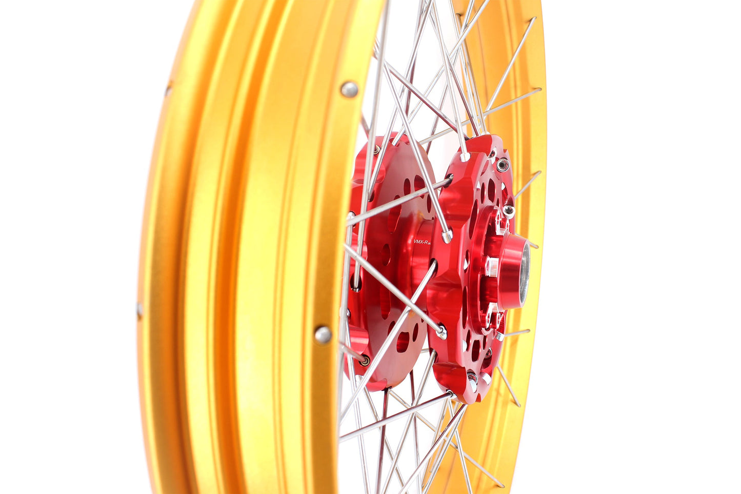 VMX 21/18 Tubeless Rims Fit Honda XL750 Transalp 2023-2024 Red Hub & Gold Rim - Howling Moto