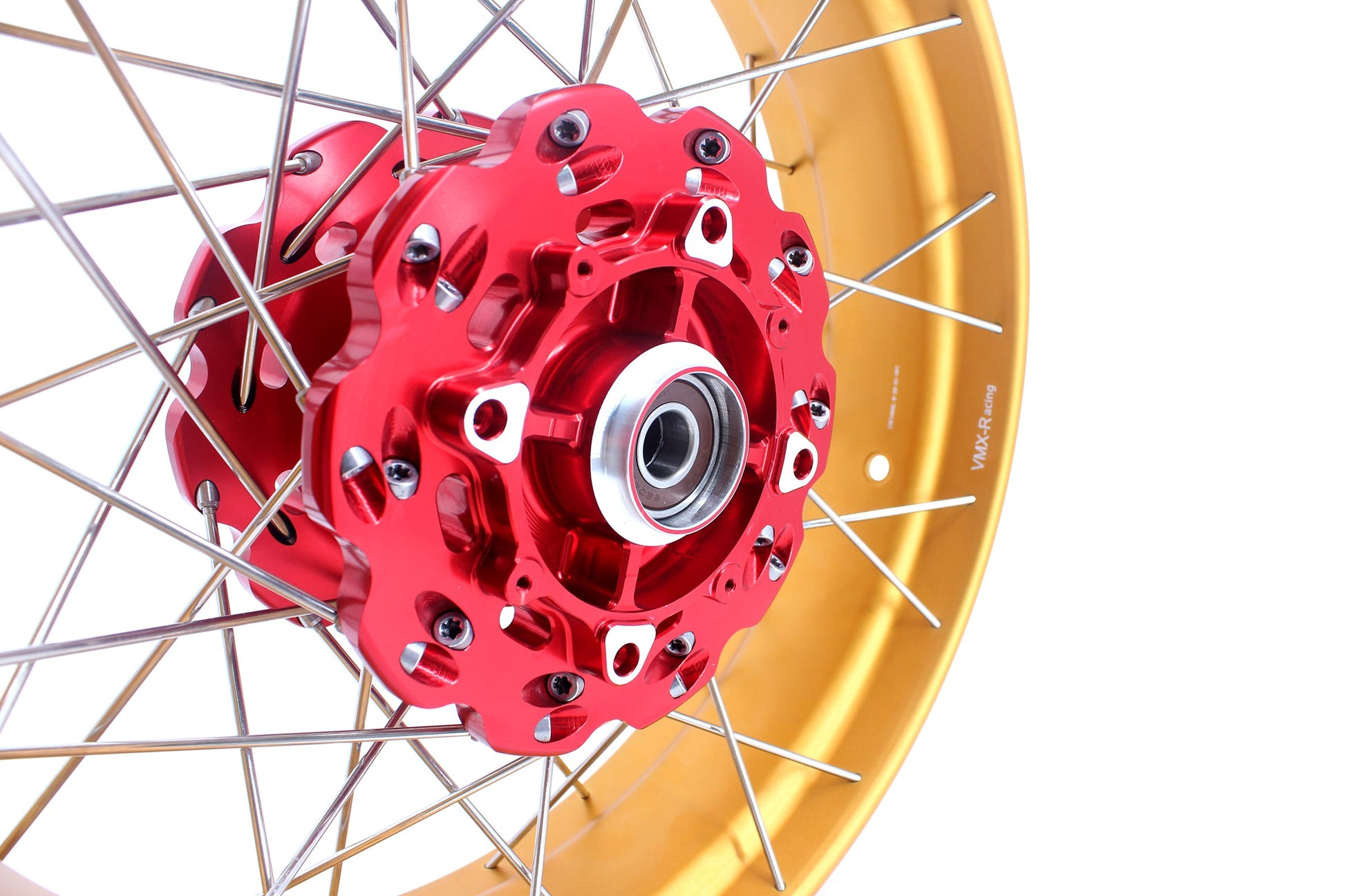 VMX 21/18 Tubeless Rims Fit Honda XL750 Transalp 2023-2024 Red Hub & Gold Rim - Howling Moto