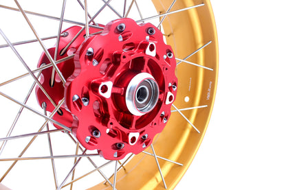 VMX 21/18 Tubeless Rims Fit Honda XL750 Transalp 2023-2024 Red Hub & Gold Rim - Howling Moto