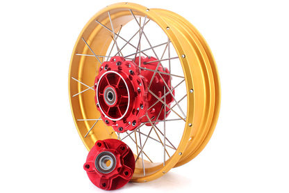 VMX 21/18 Tubeless Rims Fit Honda XL750 Transalp 2023-2024 Red Hub & Gold Rim - Howling Moto
