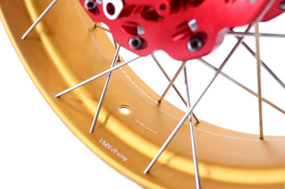 VMX 21/18 Tubeless Rims Fit Honda XL750 Transalp 2023-2024 Red Hub & Gold Rim - Howling Moto