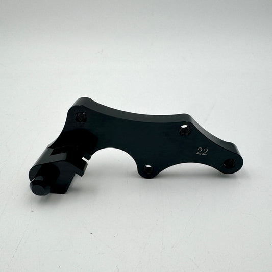Warp9Racing Bracket 22 BETA with mounting hardware, shown in metallic finish, designed for automotive or racing applications.