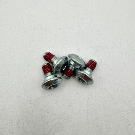 Close-up of Warp9Racing M6X10-FA Kawi Rotor Bolt showing its metallic finish and precise threading.