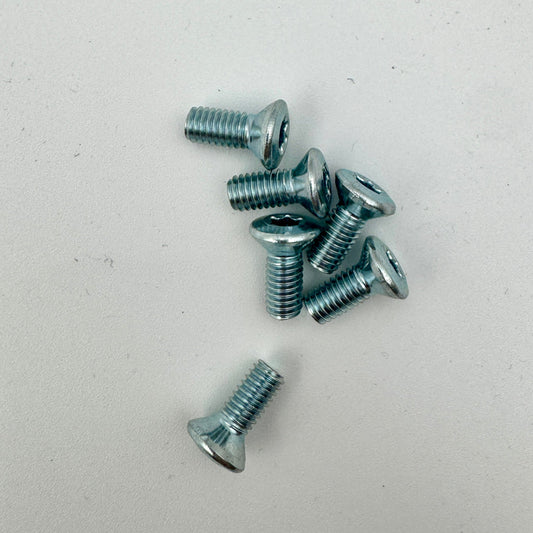 Yamaha rotor bolt, M6 x 23mm stainless steel bolt from Warp9Racing, showing the bolt with threads and polished surface