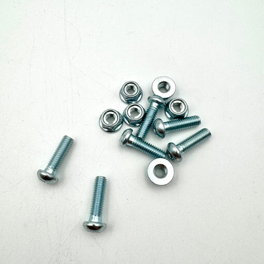 Honda rotor bolt M6x20 from Warp9Racing, showing the black metal bolt with threading and hex head for motorcycle brake rotor installation.