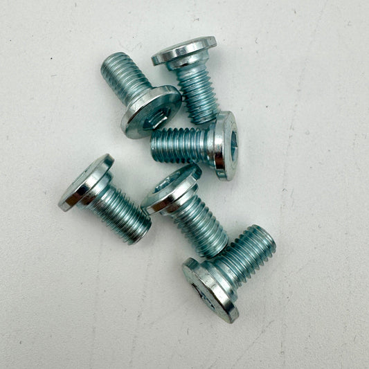 Warp9Racing M8X12-FA DR650 rotor bolt showing its metal finish and threading, designed for motorcycle brake rotors.