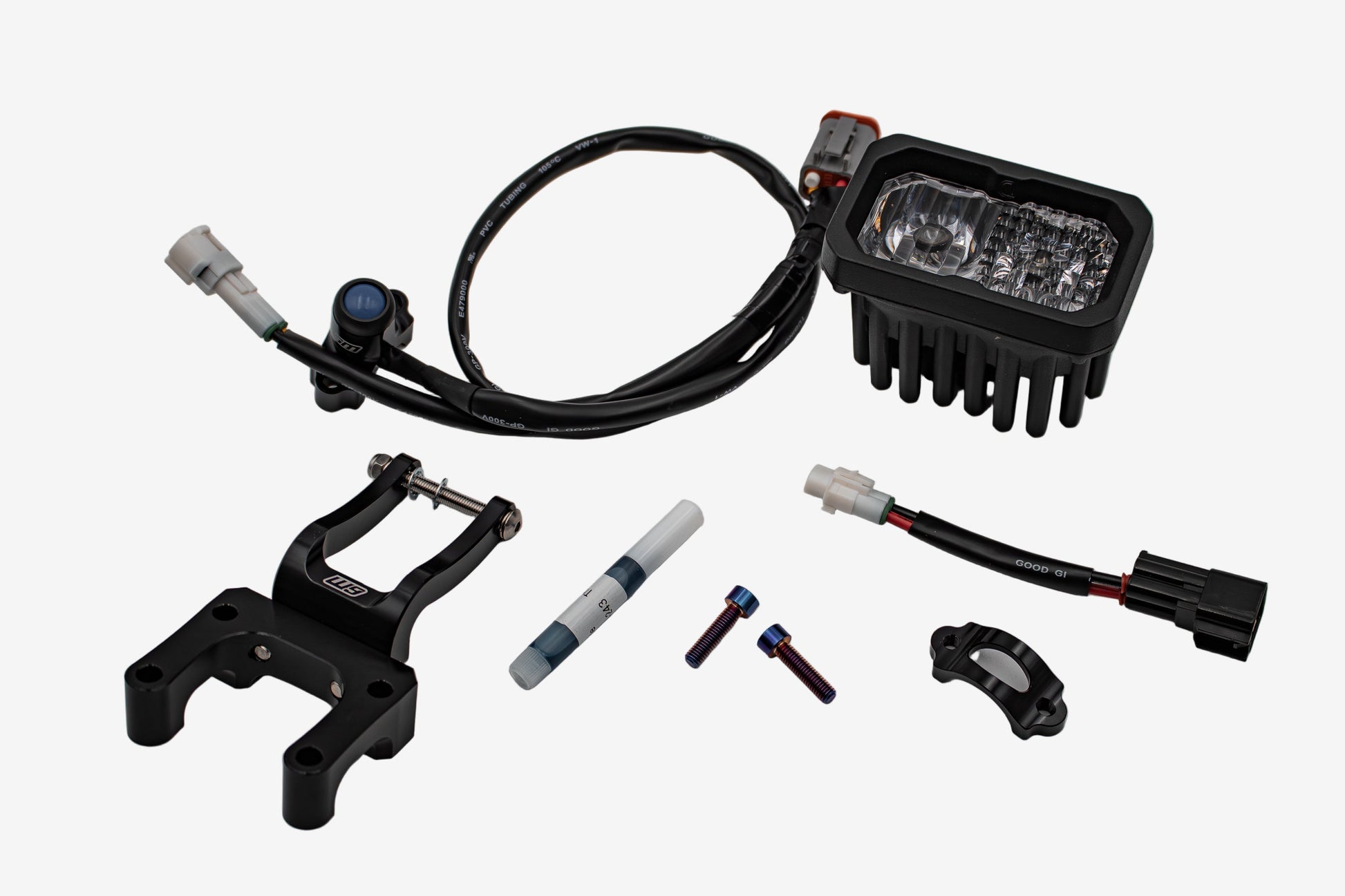 Warp9Racing V2 High-Output Headlight with W9 Mounting on vehicle, showcasing durable construction and advanced lighting features.