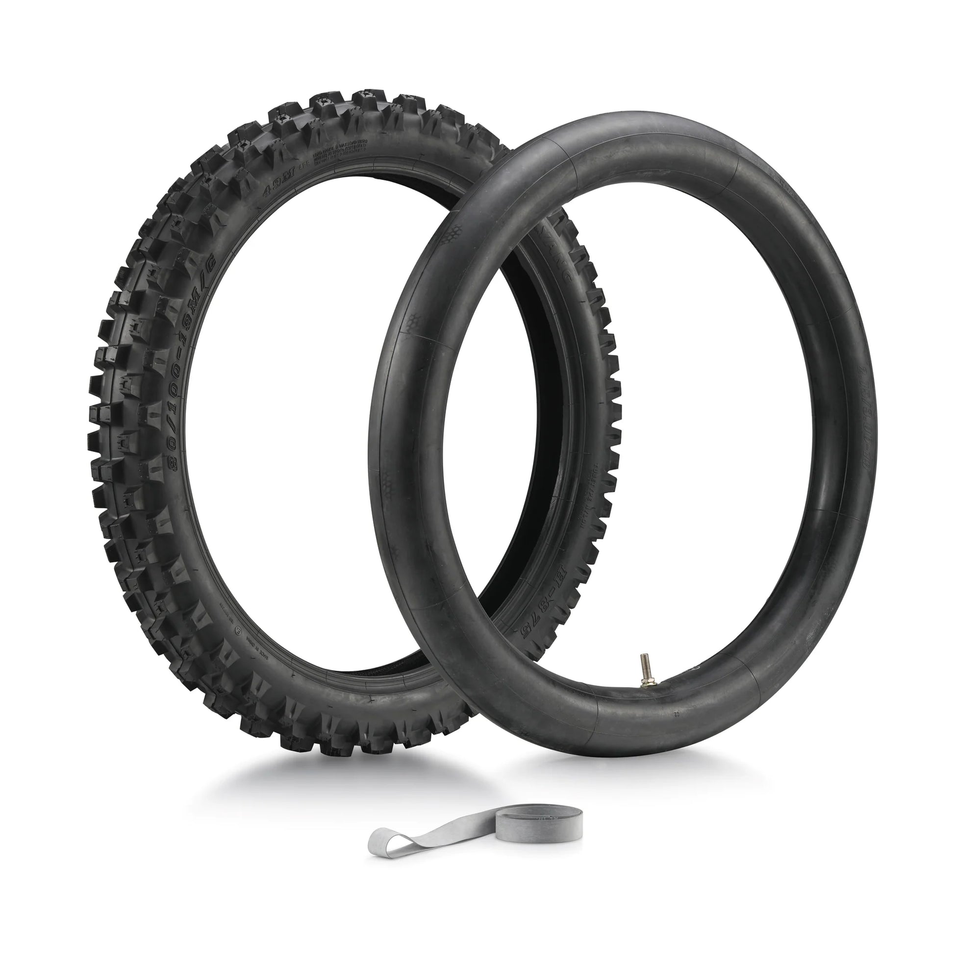 E Ride Pro front tire and tube package for 80/100-19 SR models, featuring durable tires and compatible inner tube for motorcycles.