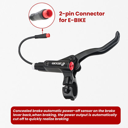Hycline ZOOM HB-875E/876E electric bike hydraulic disc brake mounted on a bike, showcasing the hydraulic brake system.