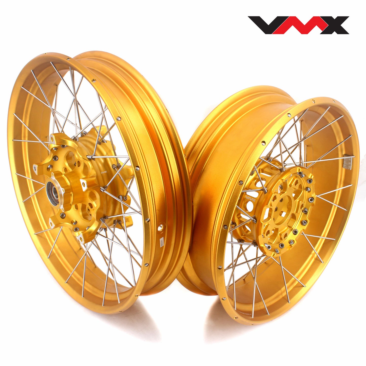 VMX 19inch & 17inch Tubeless Spoked Wheels For BMW R1200GS 2013-2020 R1250GS 2019-2023 Gold Hub & Rim - Howling Moto