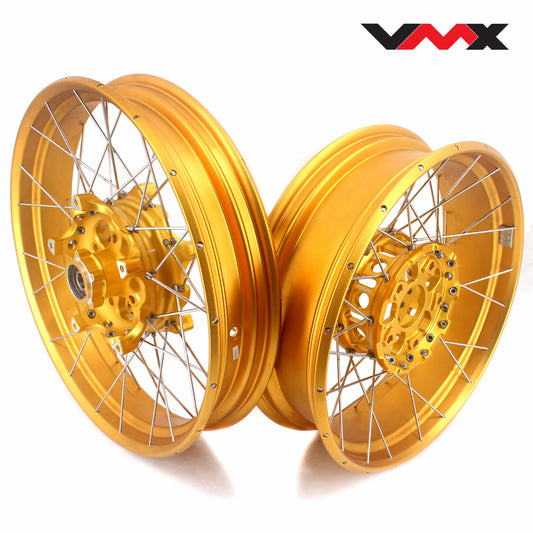 VMX 19inch & 17inch Tubeless Spoked Wheels For BMW R1200GS 2013-2020 R1250GS 2019-2023 Gold Hub & Rim - Howling Moto