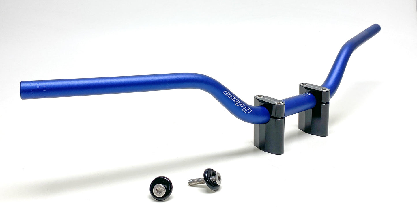 Warp9Racing MX/Offroad 1-1/8" tapped handlebars with a black finish and textured grips, designed for offroad motorcycle riding.