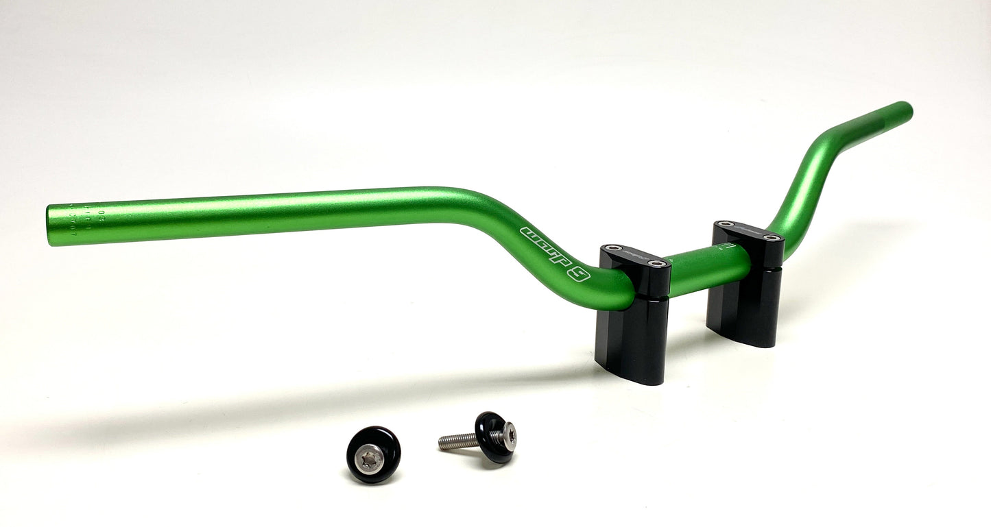 Warp9Racing MX/Offroad 1-1/8" tapped handlebars with black finish and ergonomic design for off-road motorcycle riding.