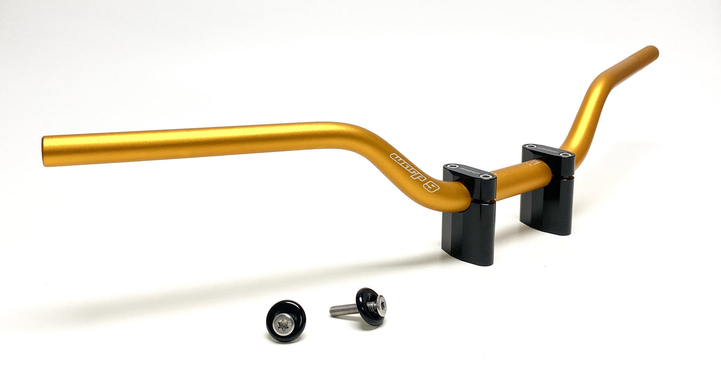 Warp9Racing MX/Offroad 1-1/8" tapped handlebars with sturdy steel construction and black finish, designed for offroad motorcycles.