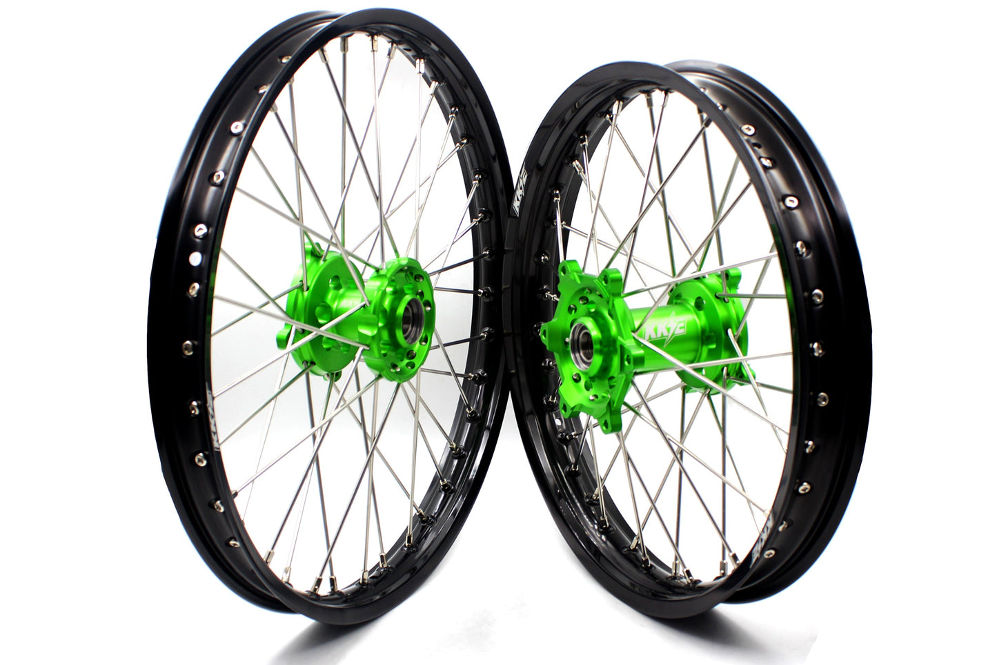 KKE 1.6*21 & 2.15*19 Wheels Rims Fit Kawasaki KX450 2019-2023 KX450X 2021-2023 Green Hubs - Howling Moto