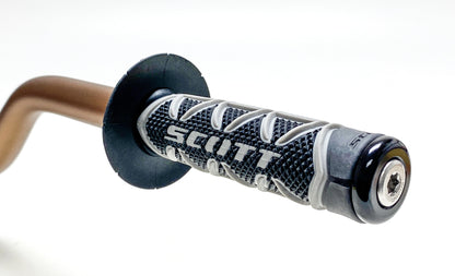 Warp9Racing MX/Offroad 1-1/8" tapped handlebars with black finish and textured grips, designed for motocross and offroad bikes.