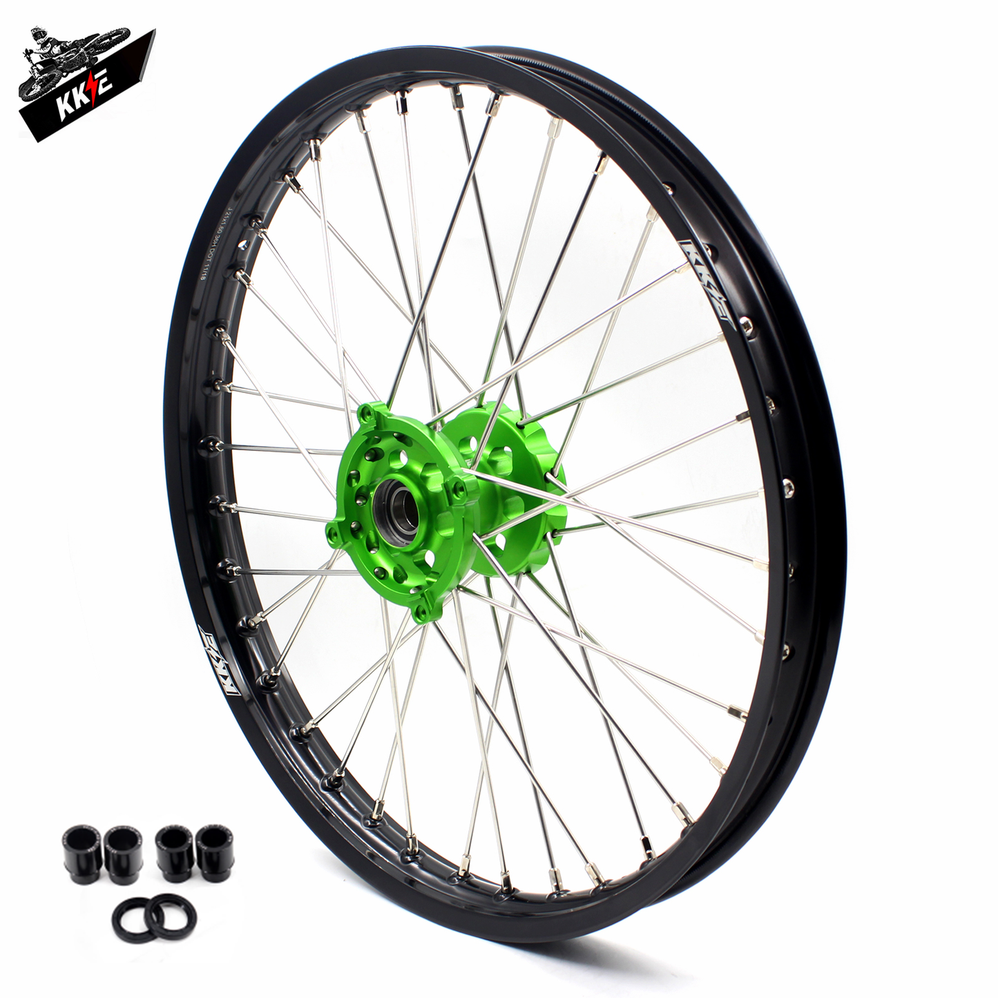 KKE 1.6*21 & 2.15*19 Wheels Rims Fit Kawasaki KX450 2019-2023 KX450X 2021-2023 Green Hubs - Howling Moto