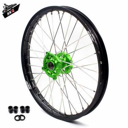 KKE 1.6*21 & 2.15*19 Wheels Rims Fit Kawasaki KX450 2019-2023 KX450X 2021-2023 Green Hubs - Howling Moto