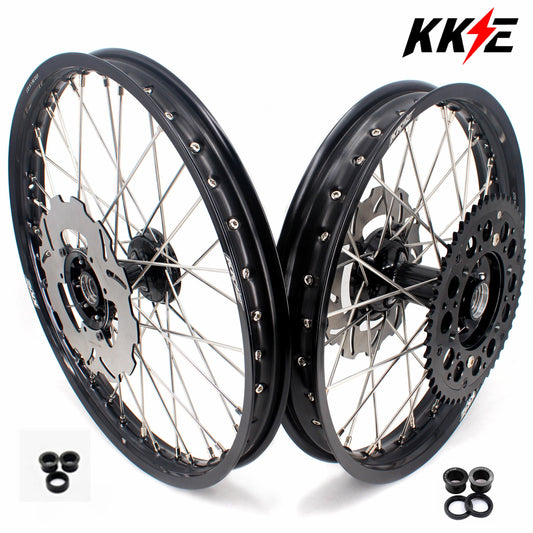 KKE 21 & 19 Casting MX Rims for Honda XR650R 2000-2008 240MM/240MM Disc Black&Black - Howling Moto