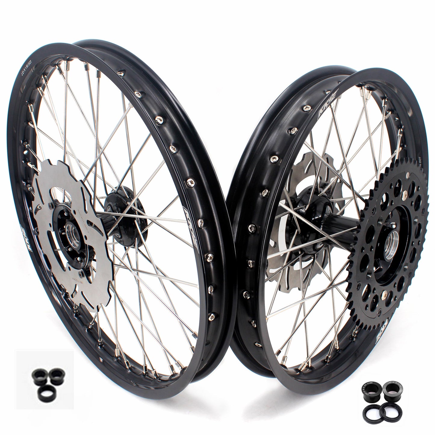 KKE 21 & 19 Casting MX Rims for Honda XR650R 2000-2008 240MM/240MM Disc Black&Black - Howling Moto