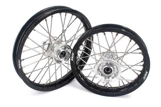 KKE 14 & 12 Small Kid's Wheels Rims Set for KTM 65 SX 2002-2024 Silver&Black - Howling Moto