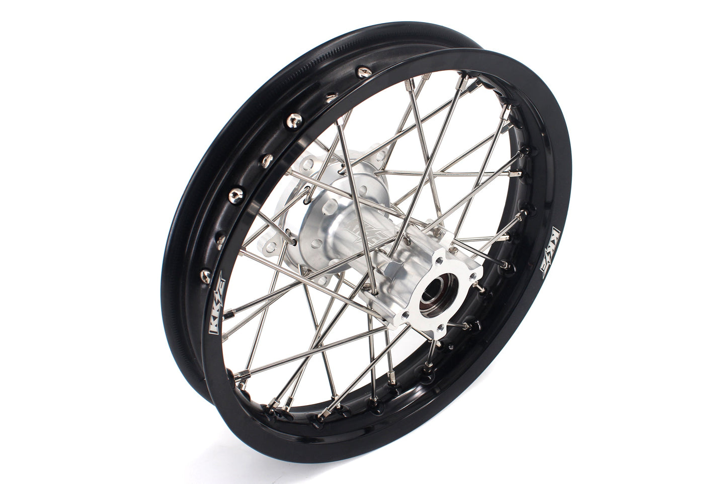 KKE 14 & 12 Small Kid's Wheels Rims Set for KTM 65 SX 2002-2024 Silver&Black - Howling Moto