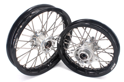 KKE 12 & 10 Kid's Wheels For KTM SX50 2014-2023 For Gas Gas MC50 2021-2024  Mini Bike Silver&Black - Howling Moto