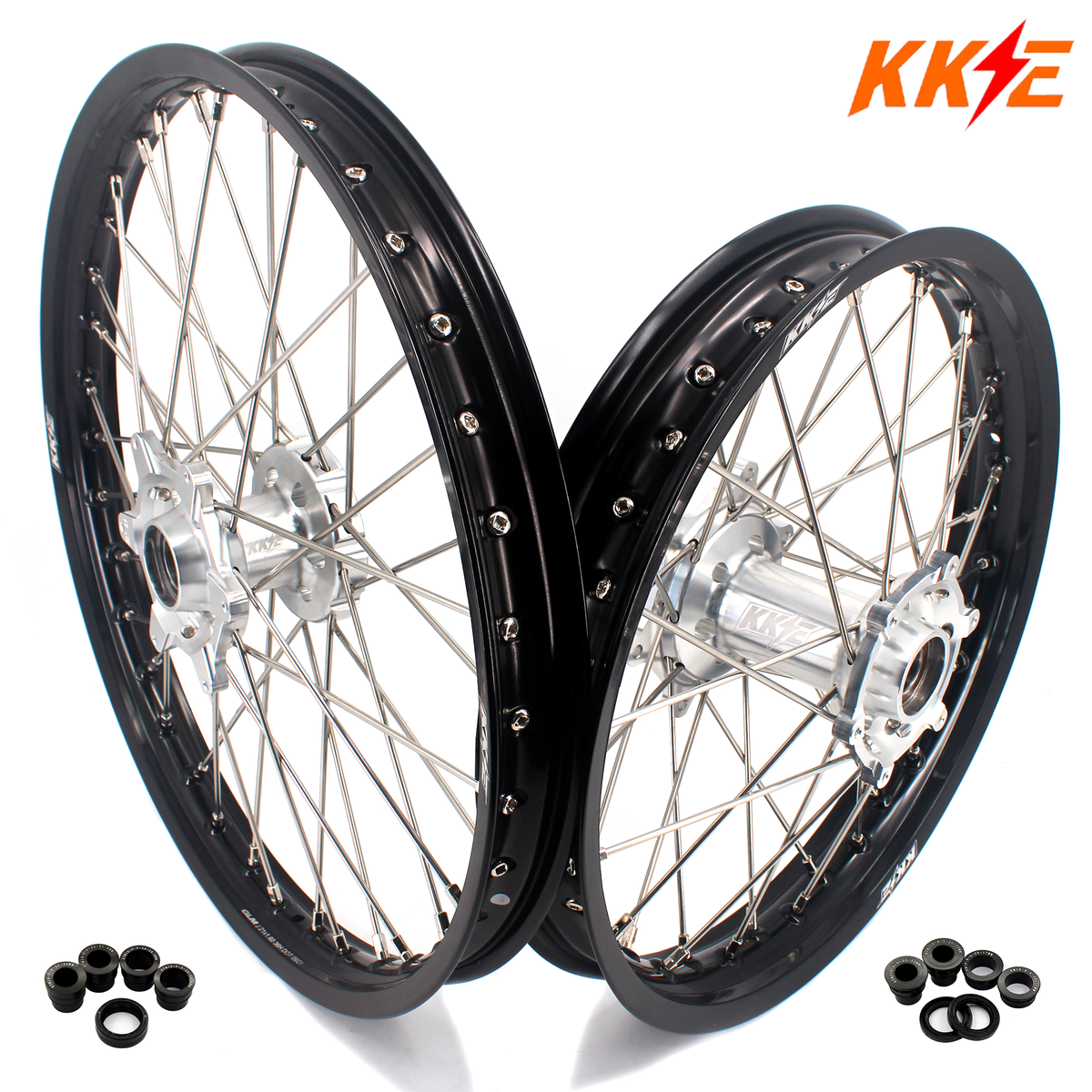 KKE 21/18 Enduro Rim Wheels For KTM EXC EXC-F EXC-W XCW 125-530CC 2003-2025 Silver Hubs