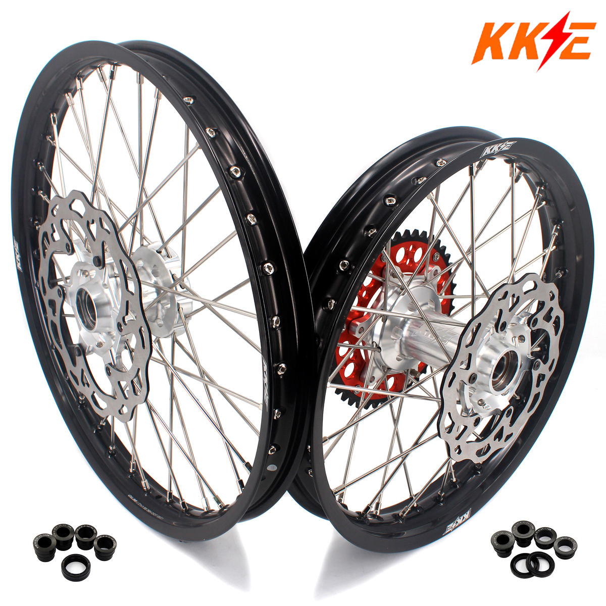 KKE 21/18 Enduro Rim Wheels For KTM EXC EXC-F EXC-W XCW 125-530CC 2003-2025 Silver Hubs