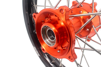KKE 19" 16" Kid's Big Wheels GLM Rims For KTM SX 85 2021 2022 2023 2024 Orange Hub - Howling Moto