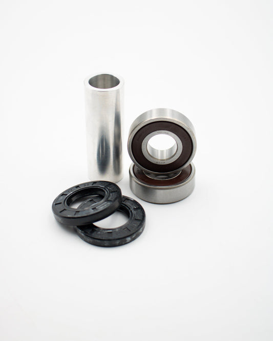 Warp9Racing Yamaha WR250R/WR250X front bearing kit showing bearing components and packaging for motorcycle maintenance.