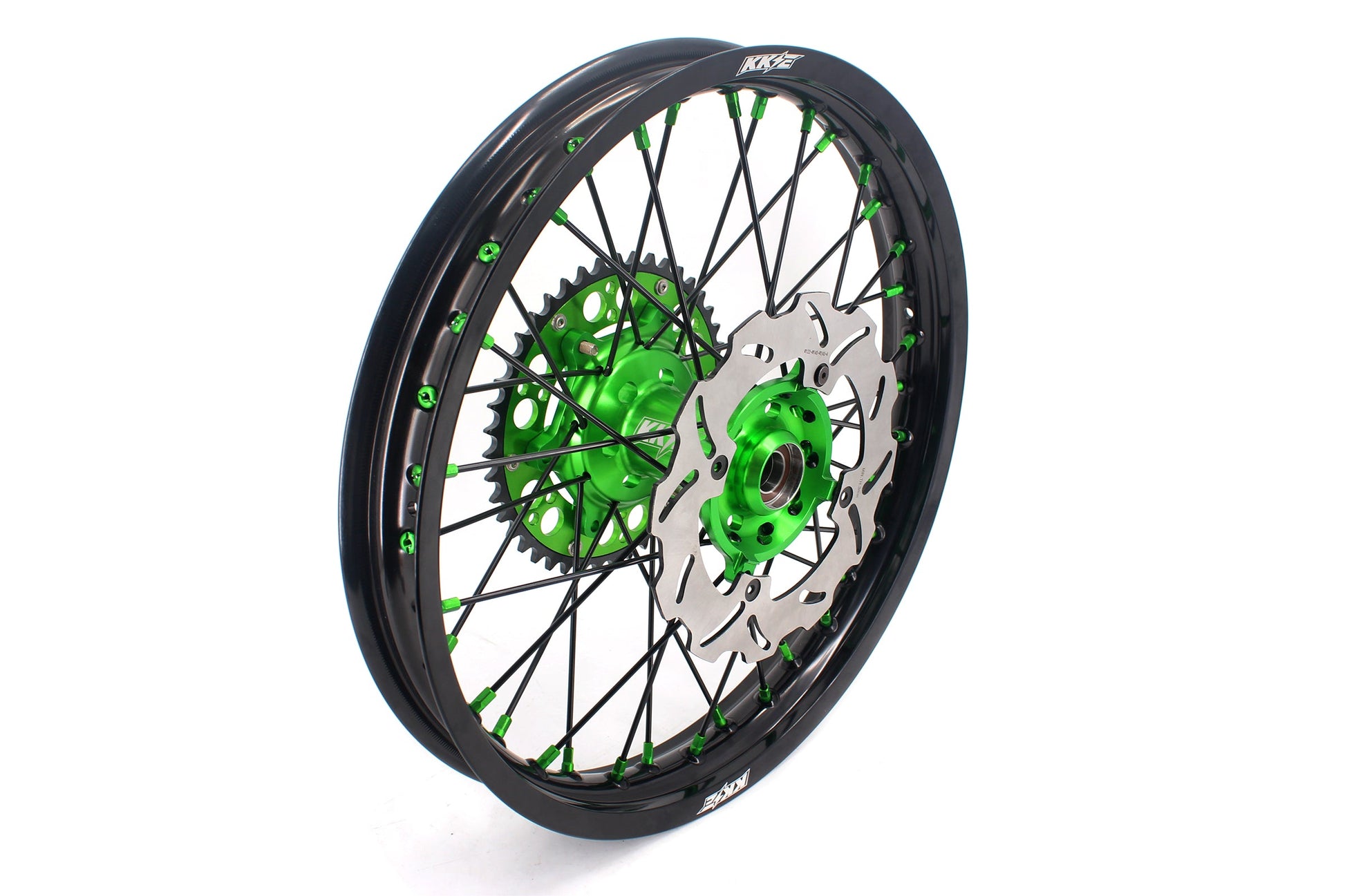 KKE 21/18 Spoked Wheels Rims For KAWASAKI KX125 KX250 2003 2004 2005 Black Spokes - Howling Moto