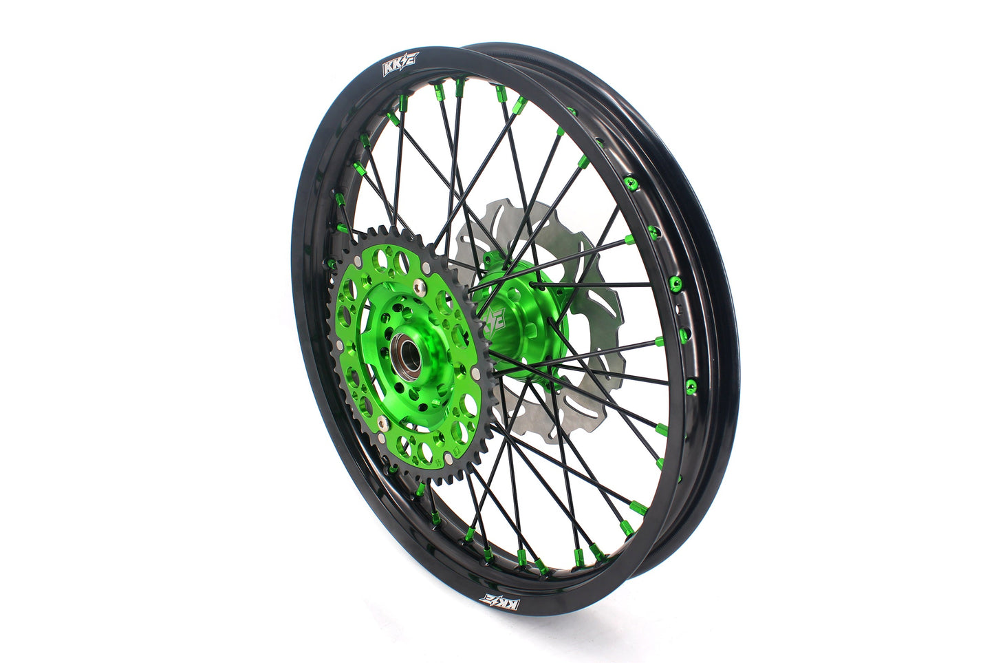 KKE 21/18 Spoked Wheels Rims For KAWASAKI KX125 KX250 2003 2004 2005 Black Spokes - Howling Moto